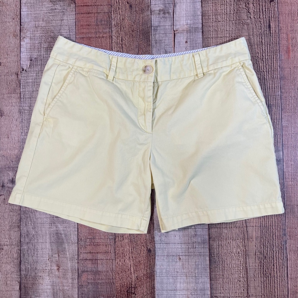 Ann Taylor Loft Pastel Yellow Cotton Chino Shorts Womens Size 8 Pockets Classic